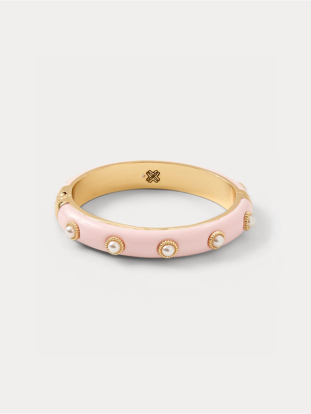 Lilly Pulitzer Ship to Shore Pink Gold Enamel Pearl Accent Bangle Bracelet $88